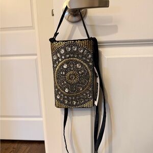 Embellished Gold and Black Crossbody Bag